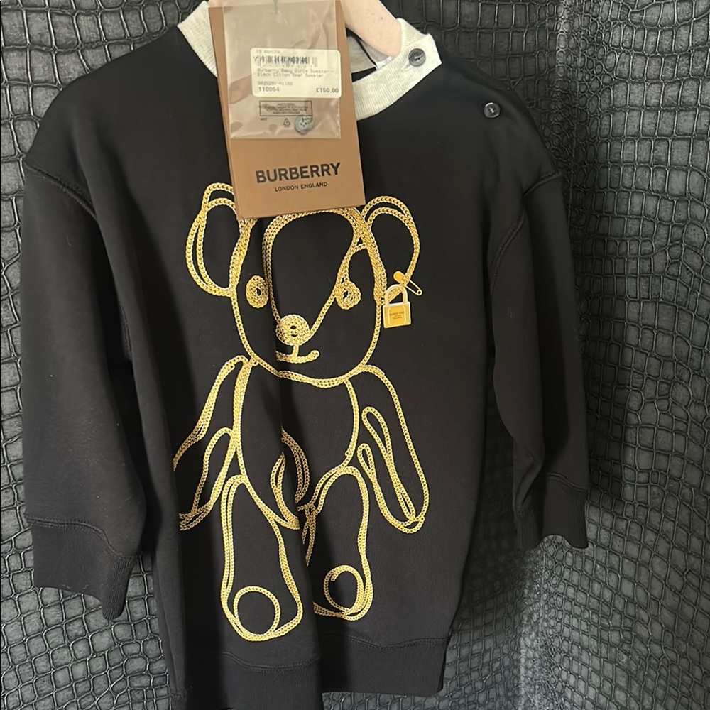 Burberry Black and Gold Teddy Bear Hoodie